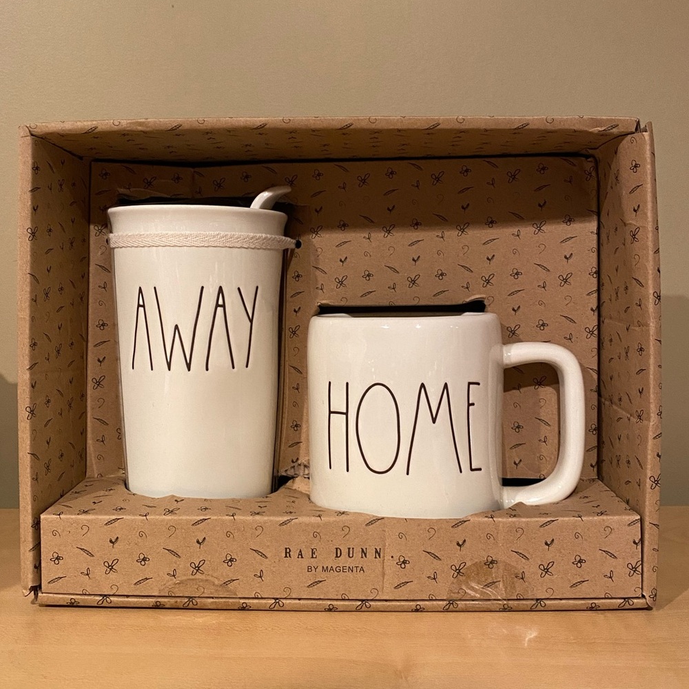 Rae Dunn “Home and Away” coffee set
